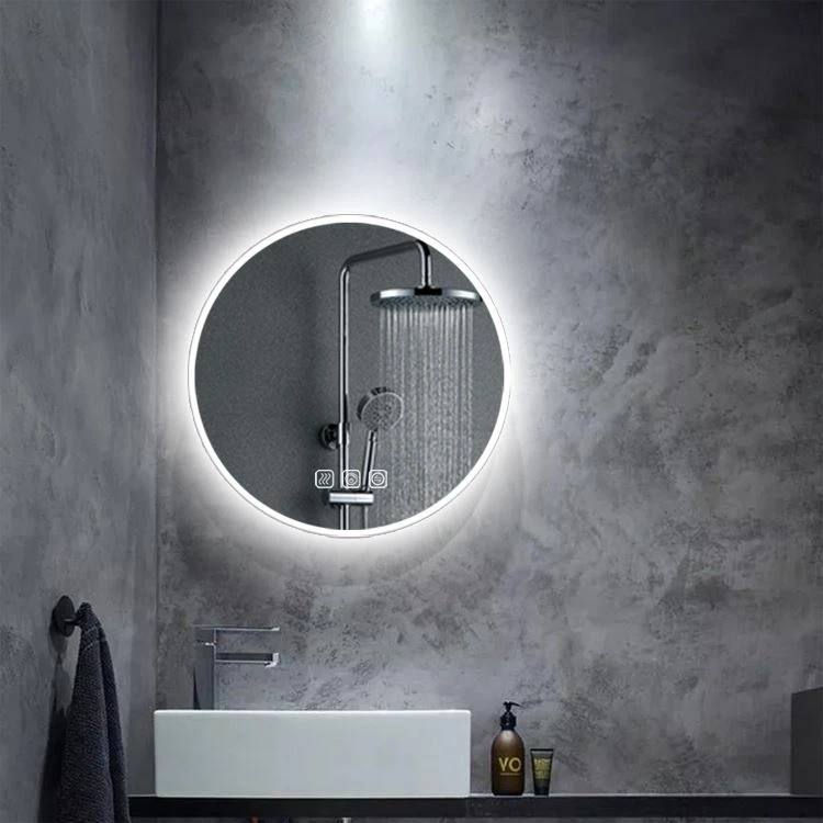 backlit circle mirror